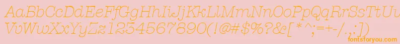 Fonte AmtypewriteritcttLightitalic – fontes laranjas em um fundo rosa