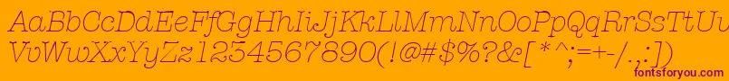 AmtypewriteritcttLightitalic Font – Purple Fonts on Orange Background