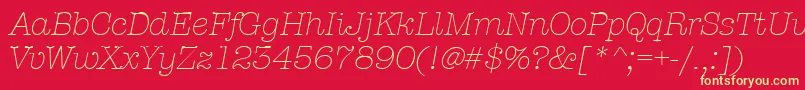 AmtypewriteritcttLightitalic Font – Yellow Fonts on Red Background