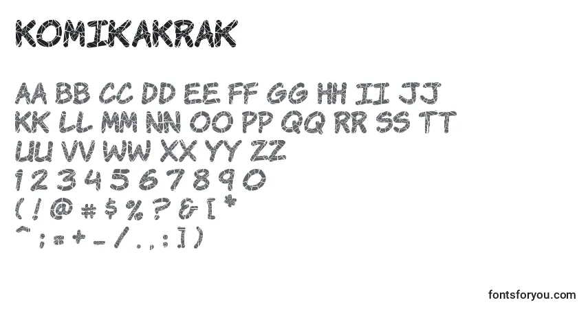 Czcionka KomikaKrak – alfabet, cyfry, specjalne znaki