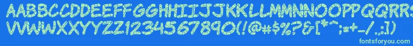 KomikaKrak Font – Green Fonts on Blue Background