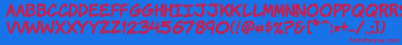 KomikaKrak-Schriftart – Rote Schriften auf blauem Hintergrund