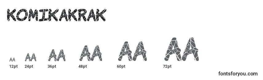 Размеры шрифта KomikaKrak