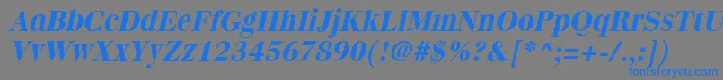 フォントQuantasBoldItalic – 灰色の背景に青い文字