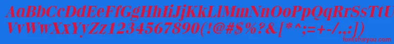 QuantasBoldItalic Font – Red Fonts on Blue Background