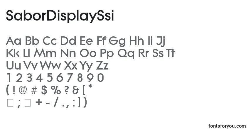 A fonte SaborDisplaySsi – alfabeto, números, caracteres especiais