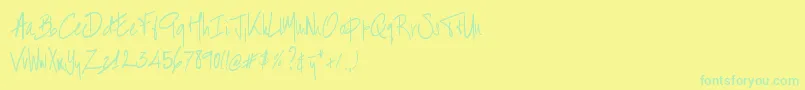 BartHandschrift Font – Green Fonts on Yellow Background