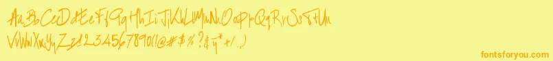 BartHandschrift Font – Orange Fonts on Yellow Background