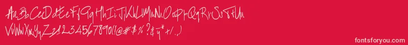 BartHandschrift Font – Pink Fonts on Red Background