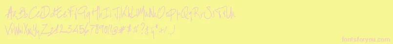 BartHandschrift Font – Pink Fonts on Yellow Background