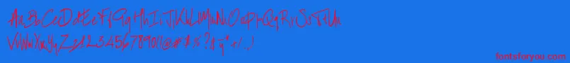 BartHandschrift-Schriftart – Rote Schriften auf blauem Hintergrund