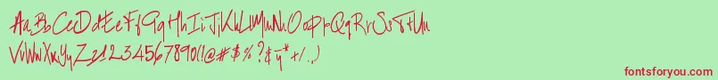 BartHandschrift Font – Red Fonts on Green Background