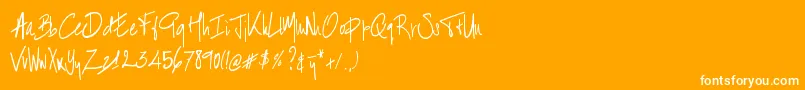 Czcionka BartHandschrift – białe czcionki na pomarańczowym tle
