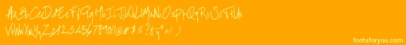 BartHandschrift Font – Yellow Fonts on Orange Background