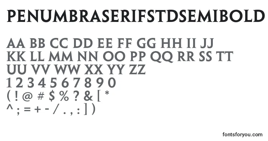A fonte PenumbraserifstdSemibold – alfabeto, números, caracteres especiais