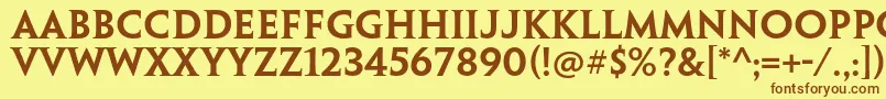 フォントPenumbraserifstdSemibold – 茶色の文字が黄色の背景にあります。