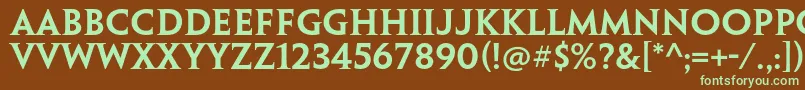 フォントPenumbraserifstdSemibold – 緑色の文字が茶色の背景にあります。