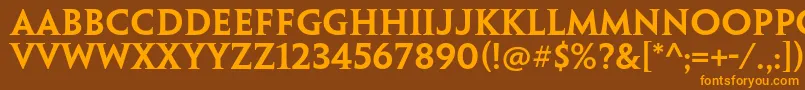 フォントPenumbraserifstdSemibold – オレンジ色の文字が茶色の背景にあります。