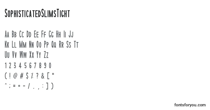 Шрифт SophisticatedSlimsTight – алфавит, цифры, специальные символы