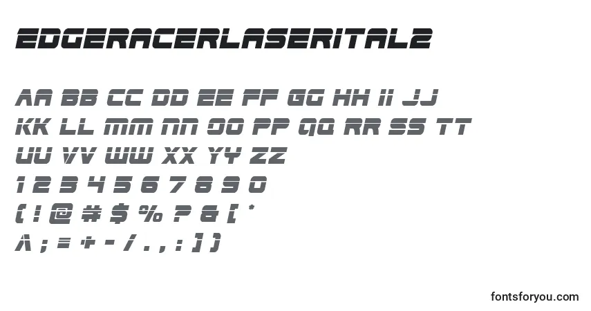Czcionka Edgeracerlaserital2 – alfabet, cyfry, specjalne znaki