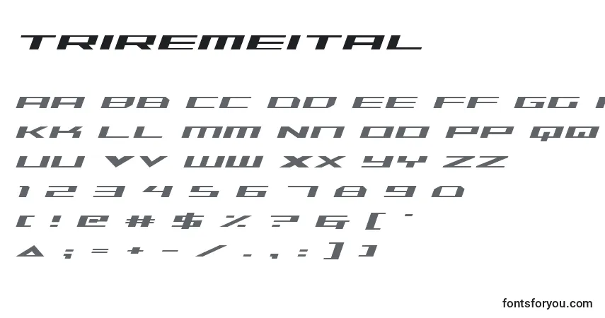 Triremeitalフォント–アルファベット、数字、特殊文字