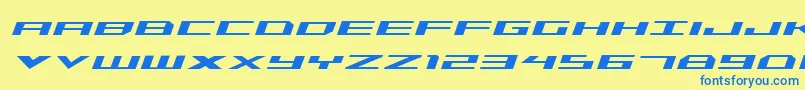 Triremeital-Schriftart – Blaue Schriften auf gelbem Hintergrund