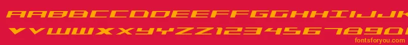 フォントTriremeital – 赤い背景にオレンジの文字