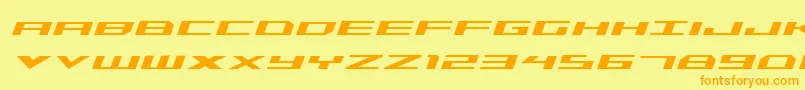Triremeital-Schriftart – Orangefarbene Schriften auf gelbem Hintergrund