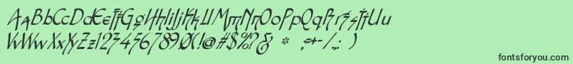 フォントSnotmasterVItalic – 緑の背景に黒い文字