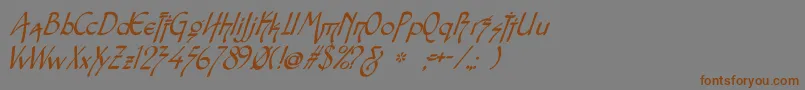SnotmasterVItalic-Schriftart – Braune Schriften auf grauem Hintergrund