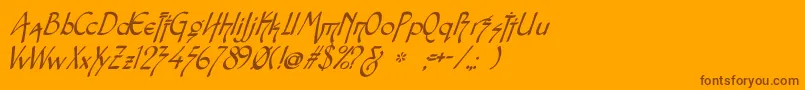 SnotmasterVItalic-Schriftart – Braune Schriften auf orangefarbenem Hintergrund