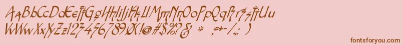 SnotmasterVItalic-Schriftart – Braune Schriften auf rosa Hintergrund