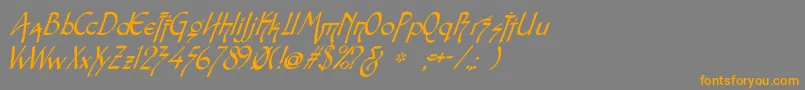 SnotmasterVItalic-fontti – oranssit fontit harmaalla taustalla