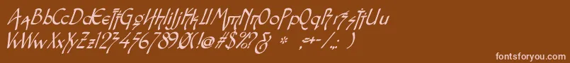SnotmasterVItalic-Schriftart – Rosa Schriften auf braunem Hintergrund