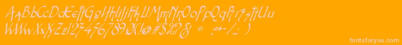 SnotmasterVItalic-Schriftart – Rosa Schriften auf orangefarbenem Hintergrund