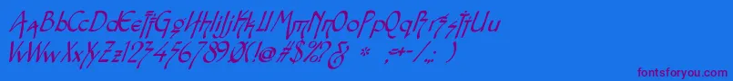 Шрифт SnotmasterVItalic – фиолетовые шрифты на синем фоне