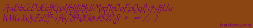 SnotmasterVItalic-Schriftart – Violette Schriften auf braunem Hintergrund