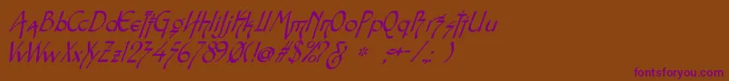 SnotmasterVItalic Font – Purple Fonts on Brown Background