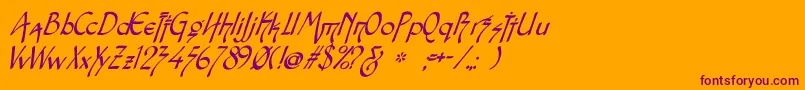 SnotmasterVItalic-Schriftart – Violette Schriften auf orangefarbenem Hintergrund