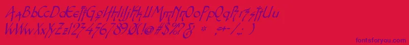 SnotmasterVItalic-Schriftart – Violette Schriften auf rotem Hintergrund