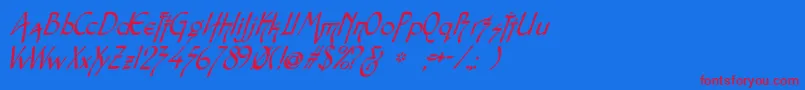 SnotmasterVItalic Font – Red Fonts on Blue Background