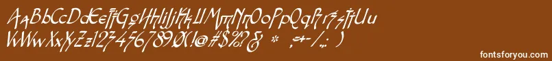 Шрифт SnotmasterVItalic – белые шрифты на коричневом фоне