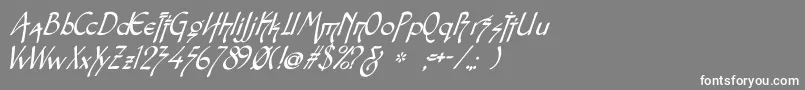 フォントSnotmasterVItalic – 灰色の背景に白い文字