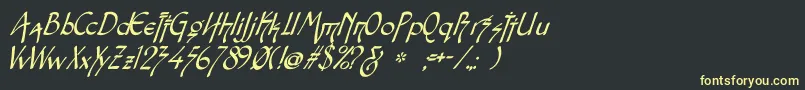 SnotmasterVItalic-Schriftart – Gelbe Schriften auf schwarzem Hintergrund