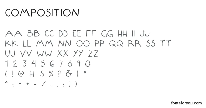 Composition-fontti – aakkoset, numerot, erikoismerkit