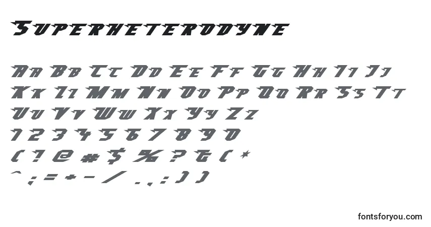 Schriftart Superheterodyne – Alphabet, Zahlen, spezielle Symbole