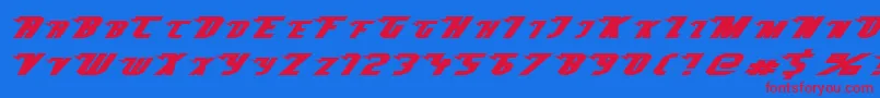 Superheterodyne-Schriftart – Rote Schriften auf blauem Hintergrund