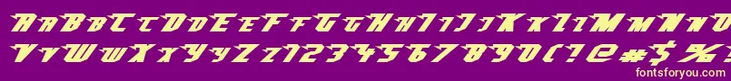 Superheterodyne-Schriftart – Gelbe Schriften auf violettem Hintergrund