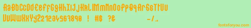 Showcase-Schriftart – Orangefarbene Schriften auf grünem Hintergrund