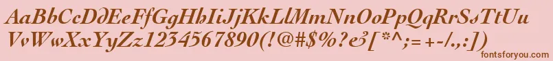 フォントThesisSsiBoldItalic – ピンクの背景に茶色のフォント